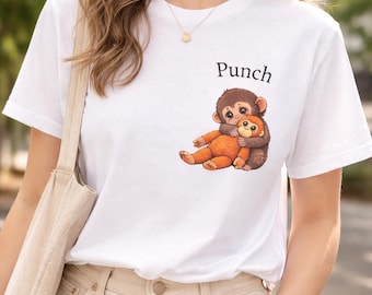Camiseta de mono bebé Punch / Camiseta Punch the Monkey / Camiseta de mono lindo / Regalo para amantes de los animales / Camiseta linda y acogedora para mamá