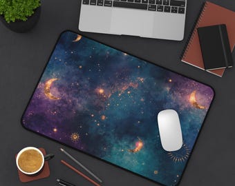 Celestial Sun and Moon Desk Mat, Tarot Mouse Pad, Witchy Aesthetic Gaming Mat, Dark Academia Office Decor, Astrology XL Mousepad