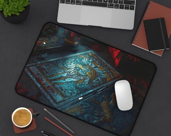 Tarot Card Desk Mat, Mystical Witchy Mouse Pad, Celestial Gaming Mat, Gothic Office Decor, Tarot Reader Gift, Dark Fantasy XL Mousepad