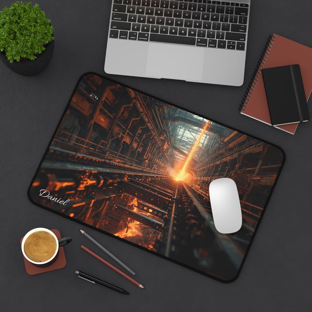 Metal Computer Mat Liquid Metal Industrial Desk Mat | Dark Chrome Gaming Mousepad | Molten ...