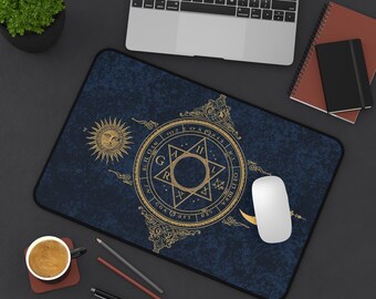 Dark Academia Moth Desk Mat, Vintage Bookish Mousepad, Mystical Botanical Office Decor, Gothic Gaming Pad, Witchy Aesthetic Gift, Old Art