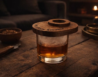 Oak wood whiskey smoker – wooden cocktail smoker, bar accessory, gift for whiskey lovers