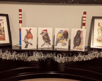 Mix pack of four hand drawn Christmas cards.