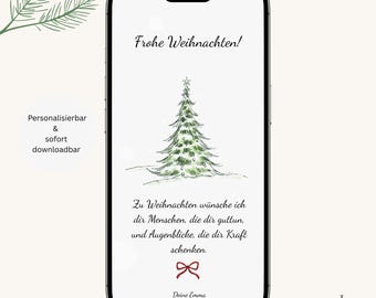 digitale Weihnachtsgrußkarte | Canva Vorlage mit Tannenbaum | eCard Weihnachtsgrüße zum Versenden per WhatsApp | Frohe Weihnachten