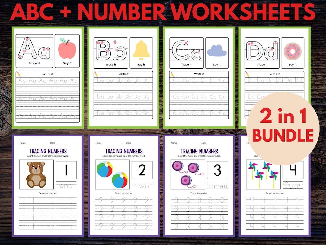 ABC & Numbers Worksheets Bundle | Preschool Alphabet and Number Tracing ...