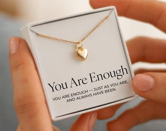 Self Worth Gift For Her - Inspirational Heart Birthstone Gift - You Are Enough