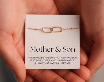 Mother and Son Interlocking Minimalist Bracelet - Gift For Mum From Son