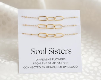 Three Soul Sisters Bracelet Set, Set of 3 Interlocking Links Bracelets