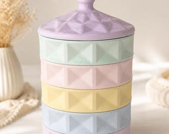 Contenitore impilabile color pastello – Portagioie in resina fatto a mano