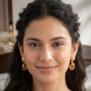 Matte Gold Shell Amber Hoop Drop Earrings • Vintage Style Glass Donut Dangle Earrings • Retro Shell Post Earrings • Aesthetic Jewelry Gift