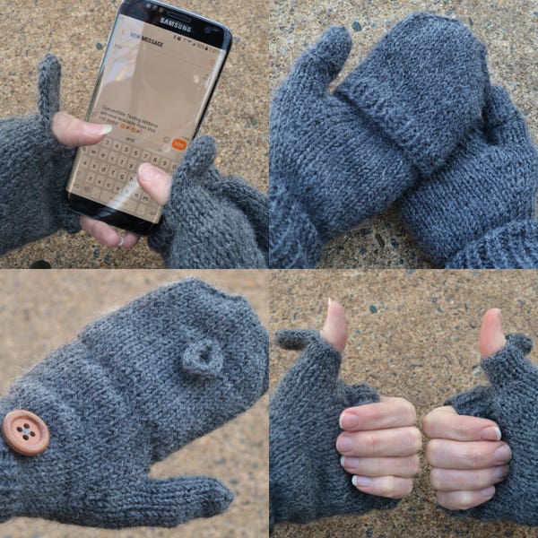 Convertible Texting Mittens PDF Knitting Pattern by Vint Hill Knits