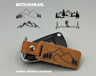 Personalized Mountain Keychain | Mountain Motif Selectable | Gift for Hikers & Outdoor Enthusiasts | Engraving with Custom Text
