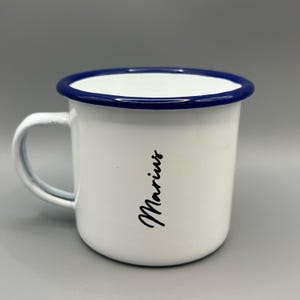 Enamel mug “Eat Sleep Camp Repeat” – Personalized with name – Gift 3) Stil 2: 90°