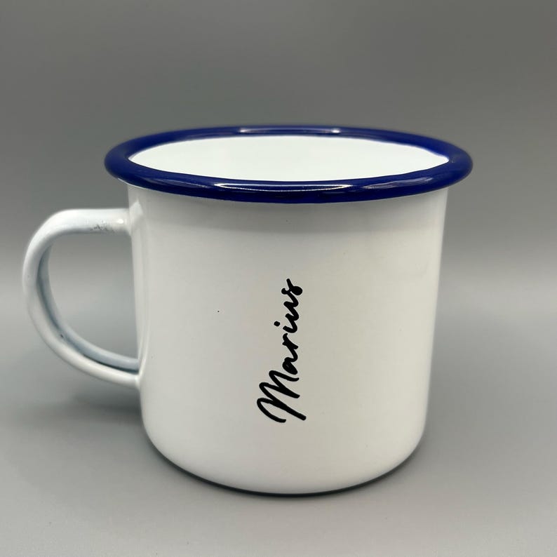 Enamel mug “Eat Sleep Camp Repeat” – Personalized with name – Gift 3) Stil 2: 90°