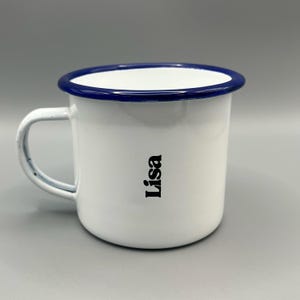 Enamel mug “Eat Sleep Camp Repeat” – Personalized with name – Gift 5) Stil 3: 90°
