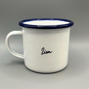 Vanlife Camping Classic – Enamel Mug with Name & Saying – Personalized Gift 2) Stil 2: 0°