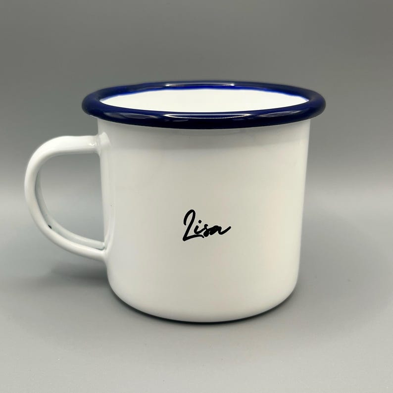 Vanlife Camping Classic – Enamel Mug with Name & Saying – Personalized Gift 2) Stil 2: 0°