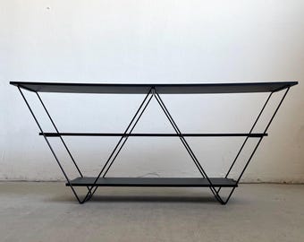 Vintage IKEA Kavat Shelf by Tord Björklund & Louise Treschow, 1990s Postmodern Black Metal Bookshelf Console