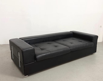 Tito Agnoli Zugeschrieben Modell 711 Sofa Daybed für Cinova, Schwarzes Kunstleder, Italien, 1968