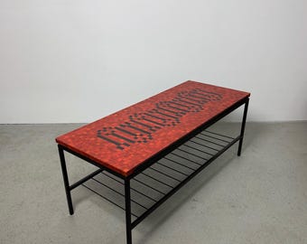 Mid Century Modern 1960s Metal and Ceramic Tiles Mosaic Coffee Table