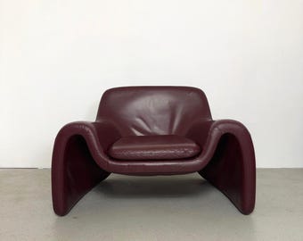 Italienischer Vintage Ledersessel von Cinova - Burgundy Oxblood, 1970er bis 1980er Jahre