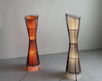 Vintage Kobe organically shaped bamboo floor lamp, France 1980s - 1990s