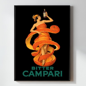 Vintage Bar Cart Art | Alcohol Advertising Poster | Retro Home Bar Decor | 1920's Art Deco Flapper Print | Black and Orange | Unframed 306