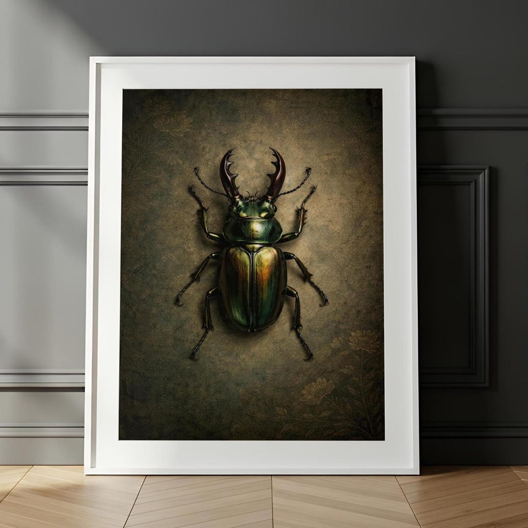 Gothic Insects Stag Beetle Wall Art, Dark Gothic Art Insects, Dark Academia ...