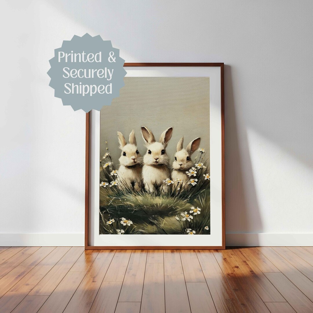 Vintage Bunny Print, Cottagecore Rabbits, Woodland Nursery Decor ...