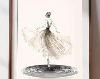 Ballet Dancer Line Art Print, Music Lover Wall Decor, Minimalist Dance Studio Poster
