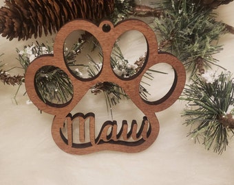 Dog paw print ornament, dog ornament, dog Christmas ornament,  personalized dog ornament, dog loss gift, dog memorial ornament