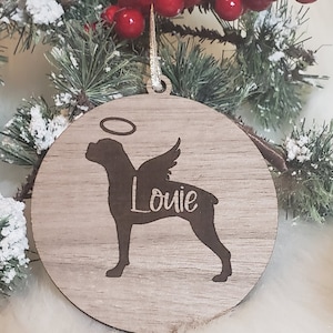 Boxer Memorial dog ornament, dog ornament, Christmas ornament,  personalized dog ornament, dog loss gift, dog angel, rainbow bridge