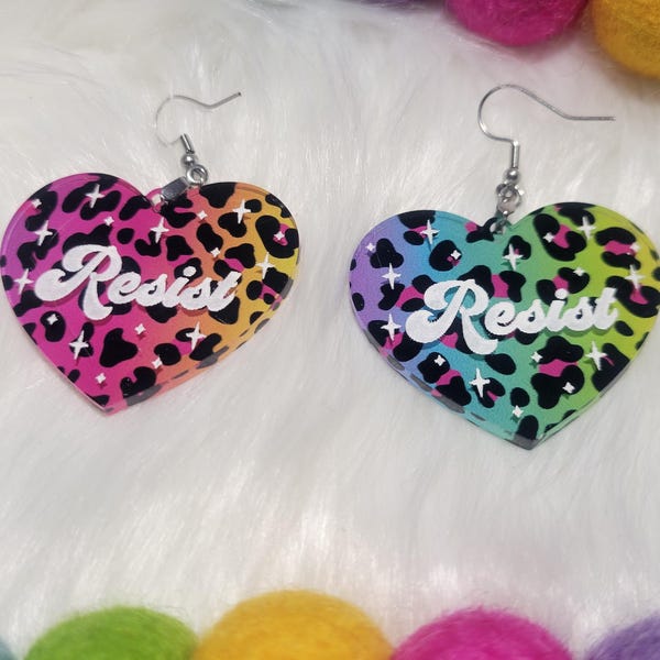 Resist bold statement earrings, smash the patriarchy, activism earrings