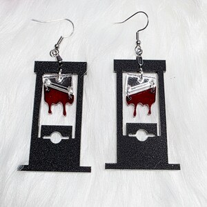 Guillotine Earrings, Gothic Horror Jewelry,  Activist Statement Earrings, Laser Cut Acrylic Earrings, Protest Accessory
