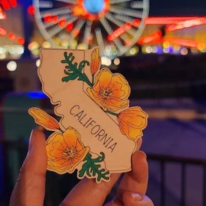 California flower Christmas magnet,  CA magnet,  Hollywood magnet,  California vacation magnet, the Golden State magnet, ornament