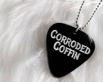 Corroded coffin necklace