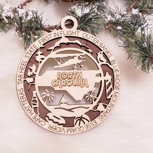 North Carolina Christmas Ornament,  NC Ornament,  Old North state ornament,  Tar Heel state,  North Carolina ornament