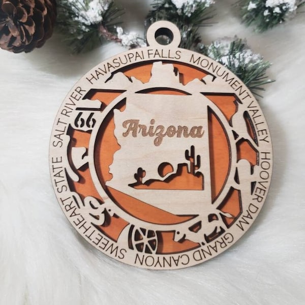 Arizona Christmas Ornament,  AZ Ornament,  Phoenix ornament,  Tucson ornament, ornament, Grand Canyon ornament