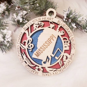 Mississippi Christmas Ornament,  MS Ornament, Magnolia state ornament,