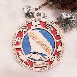 Georgia Christmas Ornament,  GA Ornament,   State Ornament