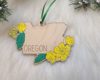 Oregon Christmas Ornament,  OR Ornament,  Salem ornament, Portland ornament, Oregon grape state flower, Oregon magnet, Oregon gift