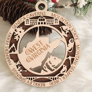 West Virginia Christmas Ornament,  WV Ornament,  Charleston ornament,