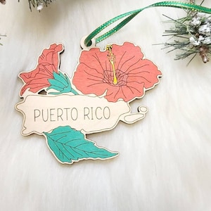 Puerto Rico flower Christmas Ornament,   PR ornament, Puerto Rico ornament, coqui, San Juan, Puerto Rico Flor De Magas, Puerto Rico magnet