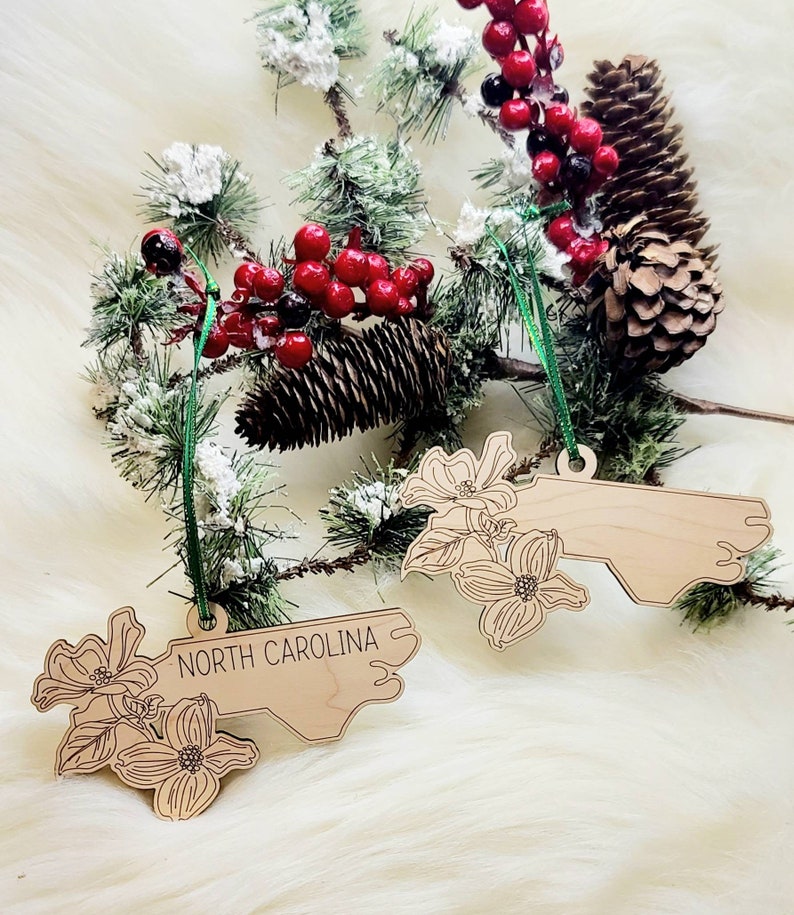 North Carolina magnet, NC magnet, Old North state Tar Heel magnet, North Carolina magnet, flowering dogwood, ornament Unpainted ornament