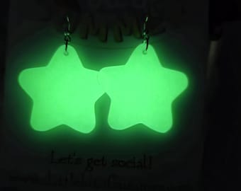 Glow in the dark star earrings, funky earrings Halloween earrings, rave earrings