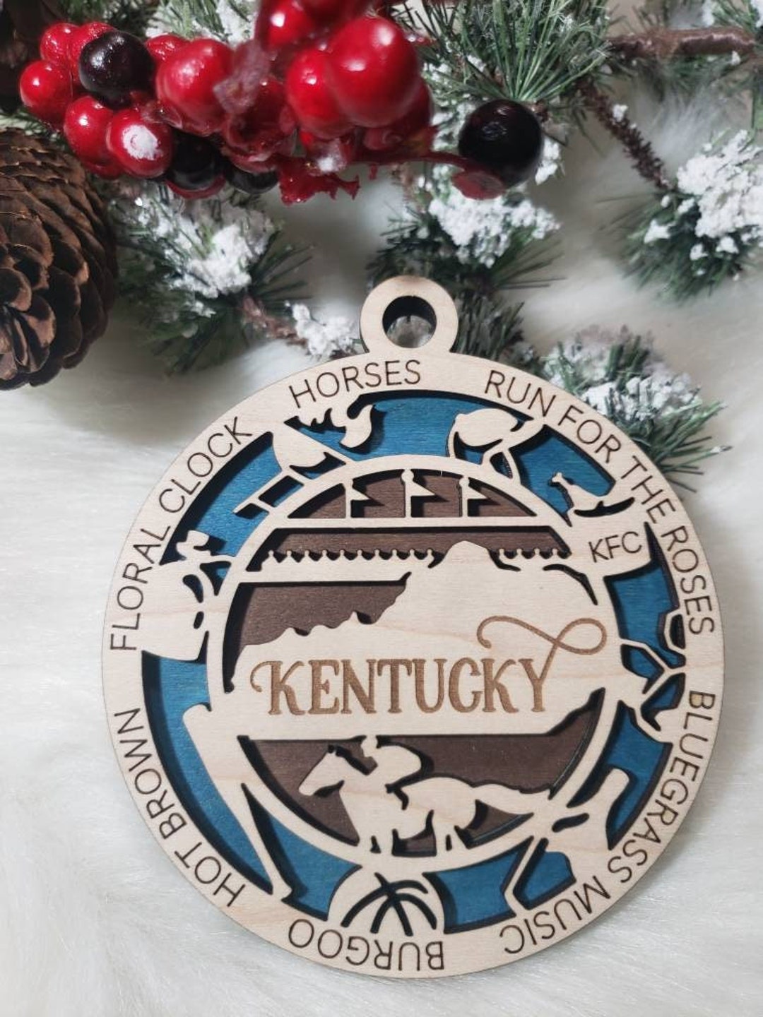 Kentucky Christmas Ornament, KY Ornament, Blue Grass State Ornament