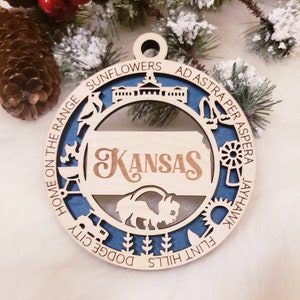 Kansas Christmas Ornament,  KS Ornament,  Topeka ornament,