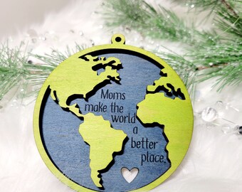 World Globe ornament, gift for Mom ornament, Dad ornament, grandparent ornament, teacher ornament