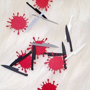 Blood splatter confetti, Murder Mystery confetti, Friday the 13th party, Halloween party, horror party, Horror confetti image 2