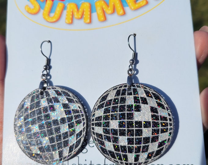 Holographic glitter Disco Ball earrings